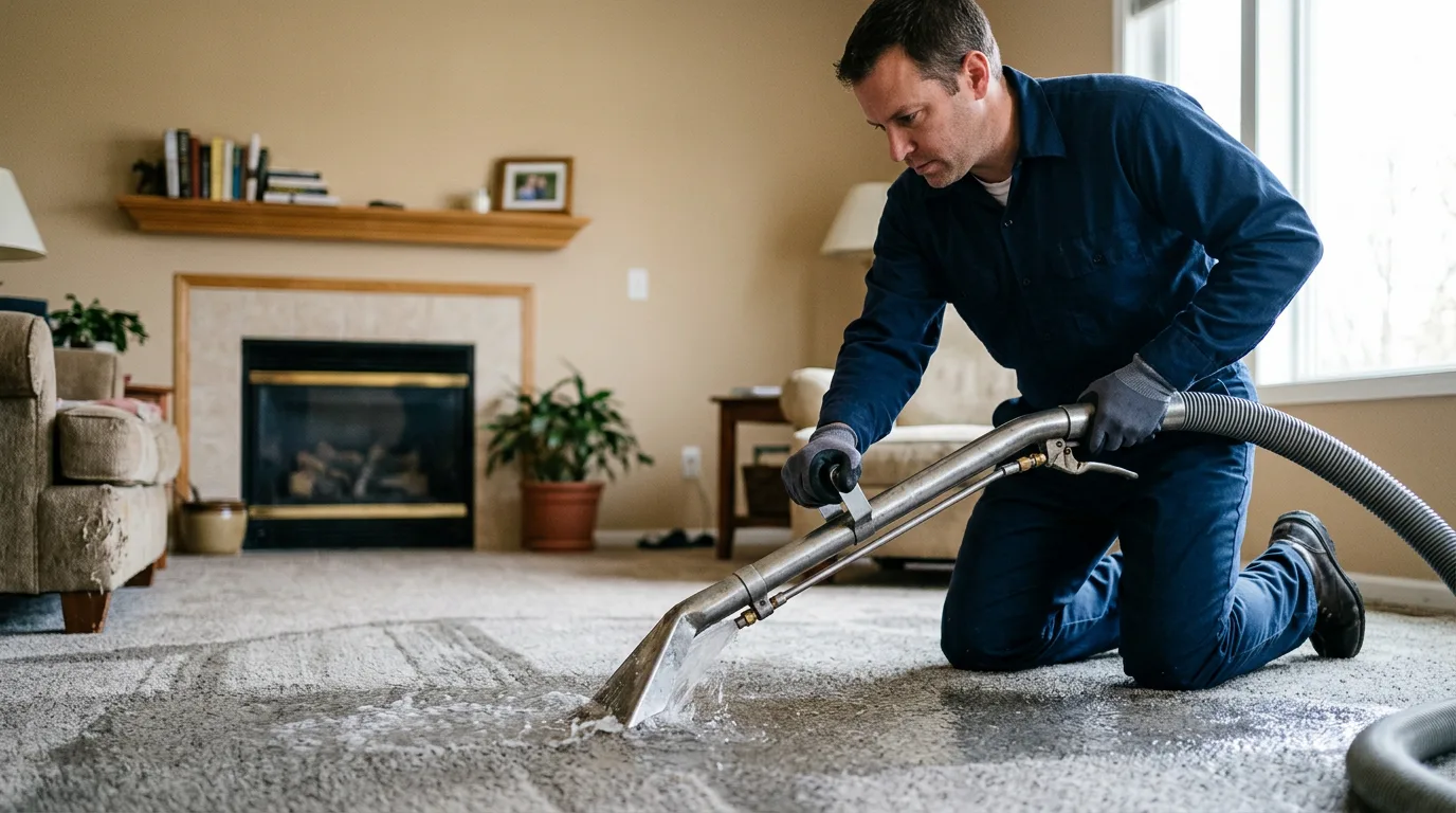 Water damage restoration technician working near Alexander, AR